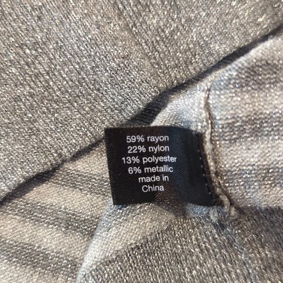 Lane Bryant Silver Metallic Striped Cardigan Wide Ribbed Hem and Cuffs Sz 18-20 - Picture 9 of 9